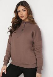 Brązowa Bawełniana Bluza z Półgolfem i Ściągaczem Themista. Brązowe bluzy bez kaptura damskie Born2be, z bawełny. Za 89.99 zł.