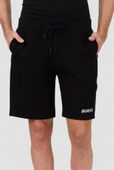 GUESS Czarne spodenki Mickey Short. Czarne szorty męskie Guess, bez kołnierzyka. W wyprzedaży za 296.99 zł.