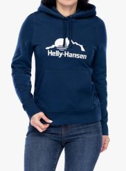 Bluza z kapturem damska Helly Hansen Nord Graphic Pullover Hoodie. Niebieskie bluzy z kapturem damskie Helly Hansen, xs, z bawełny. Za 384.50 zł.