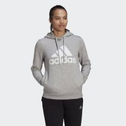 Bluza z Kapturem Loungewear Essentials Logo Rozmiar XL Szary - GL0719. Białe bluzy z kapturem damskie Adidas, xl, z bawełny. Za 194.99 zł.