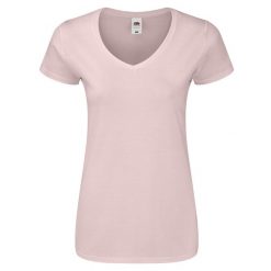 Koszulka Damska Iconic 150 Z Dekoltem V. Czerwone t-shirty damskie Fruit of the Loom, l, bez wzorów, bez kołnierzyka. Za 40.99 zł.