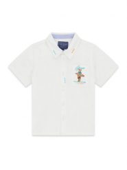 Guess Koszula N6GH04 WBHQ1 Biały Regular Fit. Białe koszule chłopięce Guess, z aplikacjami, z bawełny, bez kołnierzyka, bez ramiączek. Za 194.99 zł.