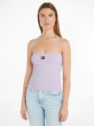 TOMMY JEANS Top w kolorze fioletowym rozmiar: M. Różowe topy damskie Tommy Jeans, m, bez wzorów, z jeansu, bez kołnierzyka. Za 114.44 zł.