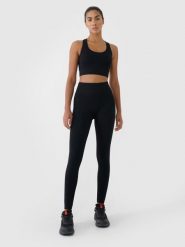 4F Legginsy treningowe bezszwowe damskie - czarne XS/S. Czarne legginsy sportowe damskie 4f, s, bez wzorów, z dzianiny, z podwyższonym stanem, na fitness i siłownię. Za 119.99 zł.