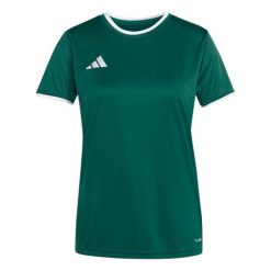 Koszulka damska adidas Entrada 26 Jersey. Zielone bluzki damskie Adidas, bez wzorów, z jersey, bez kołnierzyka. Za 60.99 zł.