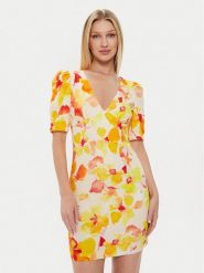 Morgan Sukienka letnia 241-RAMIN.F Żółty Slim Fit. Żółte sukienki damskie Morgan, na lato, bez wzorów, z bawełny, bez kołnierzyka, bez ramiączek. Za 259.99 zł.