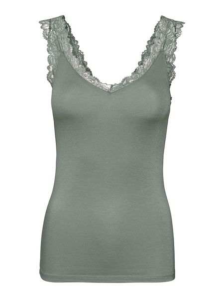 ONLY Top "Rosa" w kolorze ciemnozielonym rozmiar: S. Zielone topy damskie Only, s, bez wzorów, z koronki, bez kołnierzyka. Za 52.42 zł.