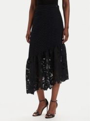 Guess Spódnica midi W6GD40 W1882 Czarny Regular Fit. Czarne spódniczki damskie Guess, xs, z aplikacjami, z bawełny, midi. Za 694.99 zł.