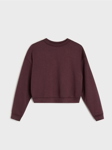 Bluza crewneck basic z dodatkiem wiskozy "soft touch" - czerwony. Czerwone bluzy bez kaptura damskie Sinsay, l, bez wzorów, z dzianiny, bez ramiączek, bez kaptura. Za 45.99 zł.