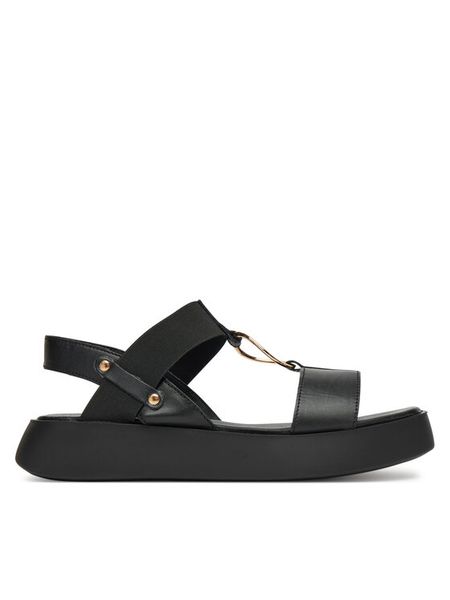 Lasocki Sandały WI23-KEANY-02 Czarny. Czarne sandały damskie Lasocki, bez wzorów, ze skóry, bez obcasa, na płaskiej podeszwie. Za 169.99 zł.