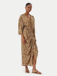 LOLA CASADEMUNT Sukienka letnia LS2616031 Brązowy Relaxed Fit. Brązowe sukienki damskie lola casademunt, na lato, s, bez wzorów, z wiskozy, bez kołnierzyka, bez ramiączek. Za 459.99 zł.