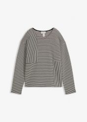 Sweter z dżerseju. Czarne swetry klasyczne damskie bonprix, z dżerseju, bez kołnierzyka. Za 107.99 zł.