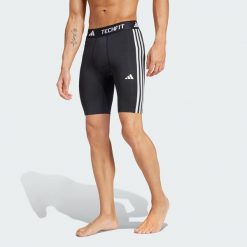 Legginsy TECHFIT Compression Training 3-Stripes Short. Czarne spodnie sportowe męskie Adidas, xs, z materiału, na fitness i siłownię. Za 179.00 zł.