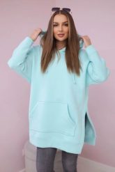 Bluza ocieplana z rozcięciami na bokach miętowa. Zielone bluzy z kapturem damskie KESI, l, z bawełny. Za 263.47 zł.
