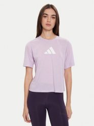Adidas Koszulka techniczna Train Essentials Big Logo JY2183 Fioletowy Regular Fit. Fioletowe bluzki sportowe damskie Adidas, s, bez wzorów, z syntetyku, bez ramiączek. Za 109.99 zł.