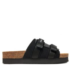 Klapki Novesta. Czarne klapki damskie Novesta, bez wzorów, bez obcasa. Za 489.99 zł.