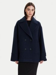 Calvin Klein Płaszcz wełniany LV044D549G Granatowy Relaxed Fit. Niebieskie płaszcze damskie CALVIN KLEIN, na zimę, m, bez wzorów, z syntetyku. Za 1,499.00 zł.