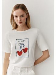 More & More Koszulka w kolorze kremowym rozmiar: 38. Brązowe bluzki damskie MORE & MORE, bez wzorów, bez kołnierzyka, bez ramiączek. Za 140.53 zł.