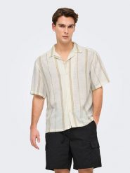 ONLY & SONS Koszula - Regular fit - w kolorze kremowym rozmiar: M. Brązowe koszule męskie Only & Sons, m, bez wzorów, bez kołnierzyka, bez ramiączek. Za 79.03 zł.