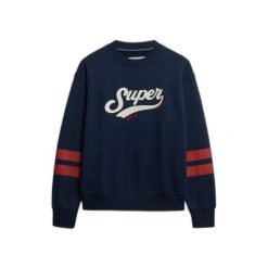 Damska bluza z dekoltem Superdry Varsity Script. Niebieskie bluzy bez kaptura damskie Superdry. Za 327.70 zł.