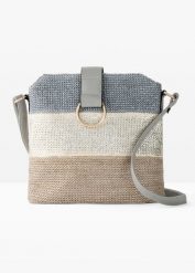 Torebka na ramię w optyce słomkowej. Niebieskie torebki klasyczne damskie bonprix, bez wzorów, bez dodatków. Za 149.99 zł.