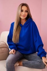 Bluza z kapturem masełko chabrowa. Niebieskie bluzy z kapturem damskie KESI, l, z elastanu. Za 204.91 zł.