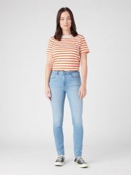 Wrangler Dżinsy "Brooklyn" - Skinny fit - w kolorze błękitnym rozmiar: W28/L32. Niebieskie jeansy damskie Wrangler, z podwyższonym stanem. Za 153.71 zł.