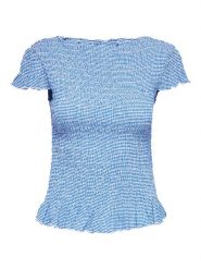 ONLY Bluzka w kolorze niebiesko-białym rozmiar: XS. Niebieskie bluzki damskie Only, xs, bez wzorów, z materiału, bez kołnierzyka, bez ramiączek. Za 65.85 zł.