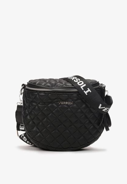 Czarno-Srebrna Torebka Raena. Czarne torebki klasyczne damskie Born2be, bez wzorów, małe, pikowane, bez dodatków. Za 59.99 zł.