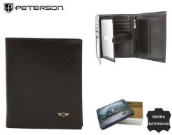Portfel skórzany PETERSON PTN 22307-VT czarny. Czarne portfele męskie Peterson, bez wzorów. Za 107.99 zł.