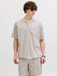 Jack & Jones Koszula "Milo" - Loose fit - w kolorze beżowym rozmiar: S. Brązowe koszule męskie Jack & Jones, s, bez wzorów, z bawełny, bez kołnierzyka, bez ramiączek. Za 79.03 zł.