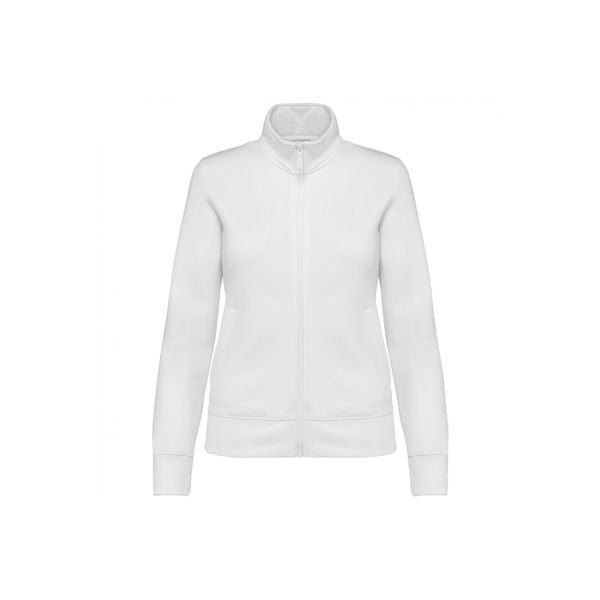 Damska kurtka ze szczotkowanego polaru Kariban. Białe kurtki damskie KARIBAN, bez wzorów, z polaru, bez kaptura. Za 195.50 zł.