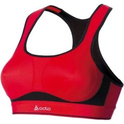 Stanik sportowy Odlo High Impact czerwono-czarny 70A dla kobiet. Czerwone biustonosze sportowe damskie Odlo, bez wzorów. Za 178.99 zł.