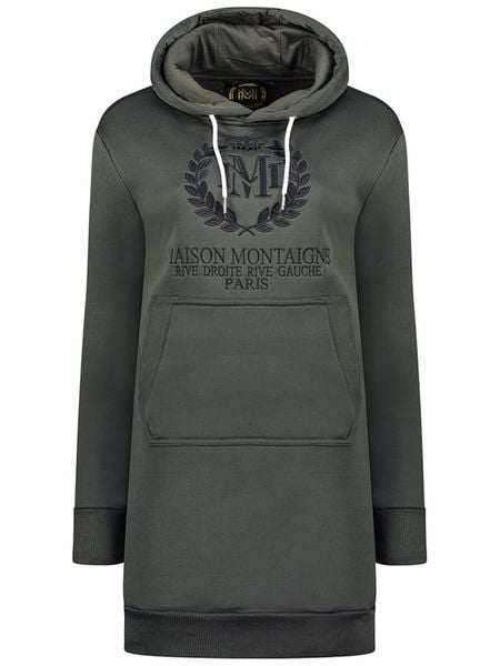 Maison Montaigne Sukienka dresowa "Giqueen" w kolorze antracytowym rozmiar: L. Czarne sukienki damskie Maison Montaigne, l, bez wzorów, z dresówki, bez kołnierzyka, bez ramiączek, mini. Za 113.36 zł.