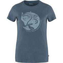 Koszulka turystyczna damska Fjallraven Arctic Fox Print T-shirt. Niebieskie bluzki sportowe damskie Fjällräven, xs, bez wzorów, bez ramiączek. Za 177.99 zł.