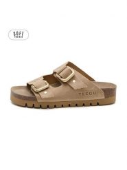 Teegu Skórzane klapki w kolorze jasnobrązowym rozmiar: 39. Brązowe klapki damskie teegu, bez wzorów, bez obcasa. Za 195.99 zł.