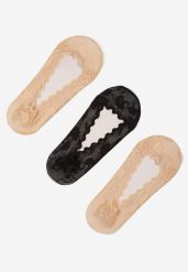 Czarno-Beżowe Koronkowe Skarpety Typu Balerinki 3-Pack Tilisea. Czarne skarpetki damskie Renee, bez wzorów, z koronki. Za 11.99 zł.