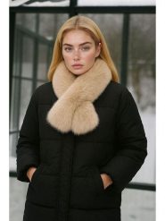 Lucky Bees Szal w kolorze beżowym - 106 x 15 cm rozmiar: onesize. Brązowe szaliki i kominy damskie Lucky Bees, bez wzorów, z futra. Za 135.49 zł.