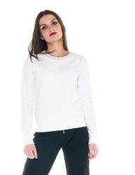 Damska bluza z okrągłym dekoltem Cristal Shine. Białe bluzy z kapturem damskie LEONE 1947 APPAREL, na lato, l, z bawełny. Za 147.31 zł.
