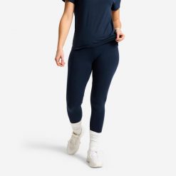 Legginsy sportowe damskie Domyos Essential. Niebieskie legginsy damskie DOMYOS, l, bez wzorów, z bawełny. Za 19.99 zł.