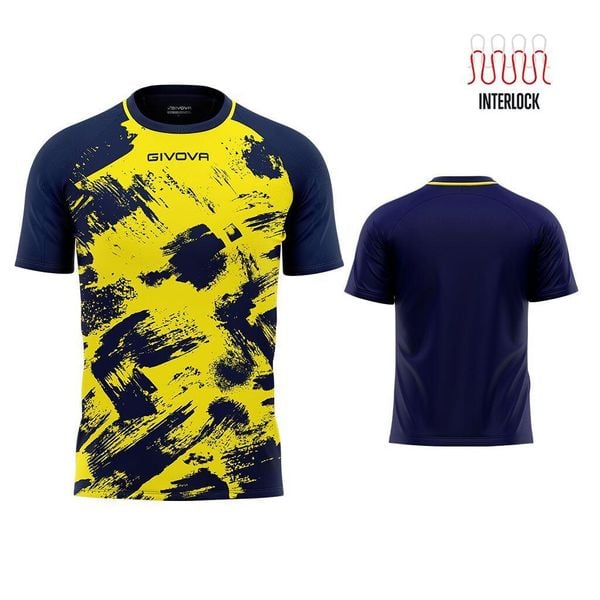 Koszulka Givova Art Sports Interlock Fluo Żółto-Niebieska 3XL. Niebieskie bluzki damskie Givova, xl, bez wzorów, sportowe, bez kołnierzyka, bez ramiączek. Za 59.82 zł.