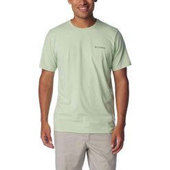 Koszulka sportowa męska Columbia Sun Trek z krótkim rękawem. Zielone szorty męskie Columbia, na lato, m, z bawełny, bez ramiączek, rowerowe. Za 158.00 zł.