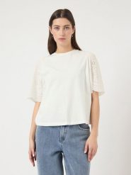 YAS Koszulka w kolorze białym rozmiar: XS. Białe bluzki damskie YAS, xs, bez wzorów, z bawełny, bez kołnierzyka, bez ramiączek. Za 56.93 zł.