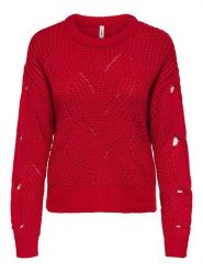 ONLY Sweter w kolorze czerwonym rozmiar: XS. Czerwone swetry klasyczne damskie Only, xs, ze splotem, bez kołnierzyka. Za 70.41 zł.