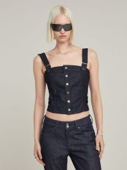 G-Star Top dżinsowy w kolorze granatowym rozmiar: S. Niebieskie topy damskie G-Star, s, bez wzorów, z bawełny, bez kołnierzyka. Za 254.95 zł.
