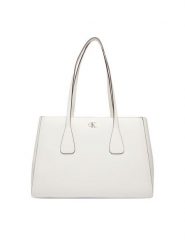 Calvin Klein Torebka Ck Medium Work Tote LV04F3442G Biały. Białe torebki klasyczne damskie CALVIN KLEIN, bez wzorów, ze skóry, bez dodatków. Za 649.99 zł.