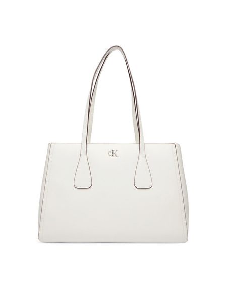 Calvin Klein Torebka Ck Medium Work Tote LV04F3442G Biały. Białe torebki klasyczne damskie CALVIN KLEIN, bez wzorów, ze skóry, bez dodatków. Za 649.99 zł.