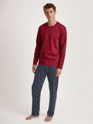 Calida Piżama w kolorze czerwono-granatowym rozmiar: XXL. Czerwone piżamy męskie Calida, xxl, bez wzorów, z bawełny, bez ramiączek. Za 208.83 zł.