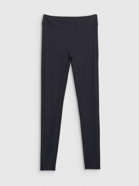 4F Legginsy dzianinowe prążkowane damskie - czarne XL. Czarne legginsy damskie 4f, xl, bez wzorów, z dzianiny. Za 129.99 zł.