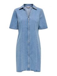 ONLY Sukienka jeansowa Frida 15360436 Niebieski Regular Fit. Niebieskie sukienki damskie Only, m, bez wzorów, z bawełny, bez kołnierzyka, bez ramiączek. Za 229.99 zł.